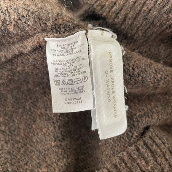 Mock Neck Knit Sweater XS Chocolate Brown Turtleneck Classic Mature Clean Girl - Picture 10 of 10